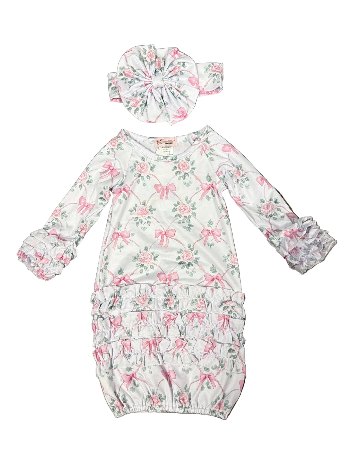 Shabby Chic Bow Trellis Baby Gown
