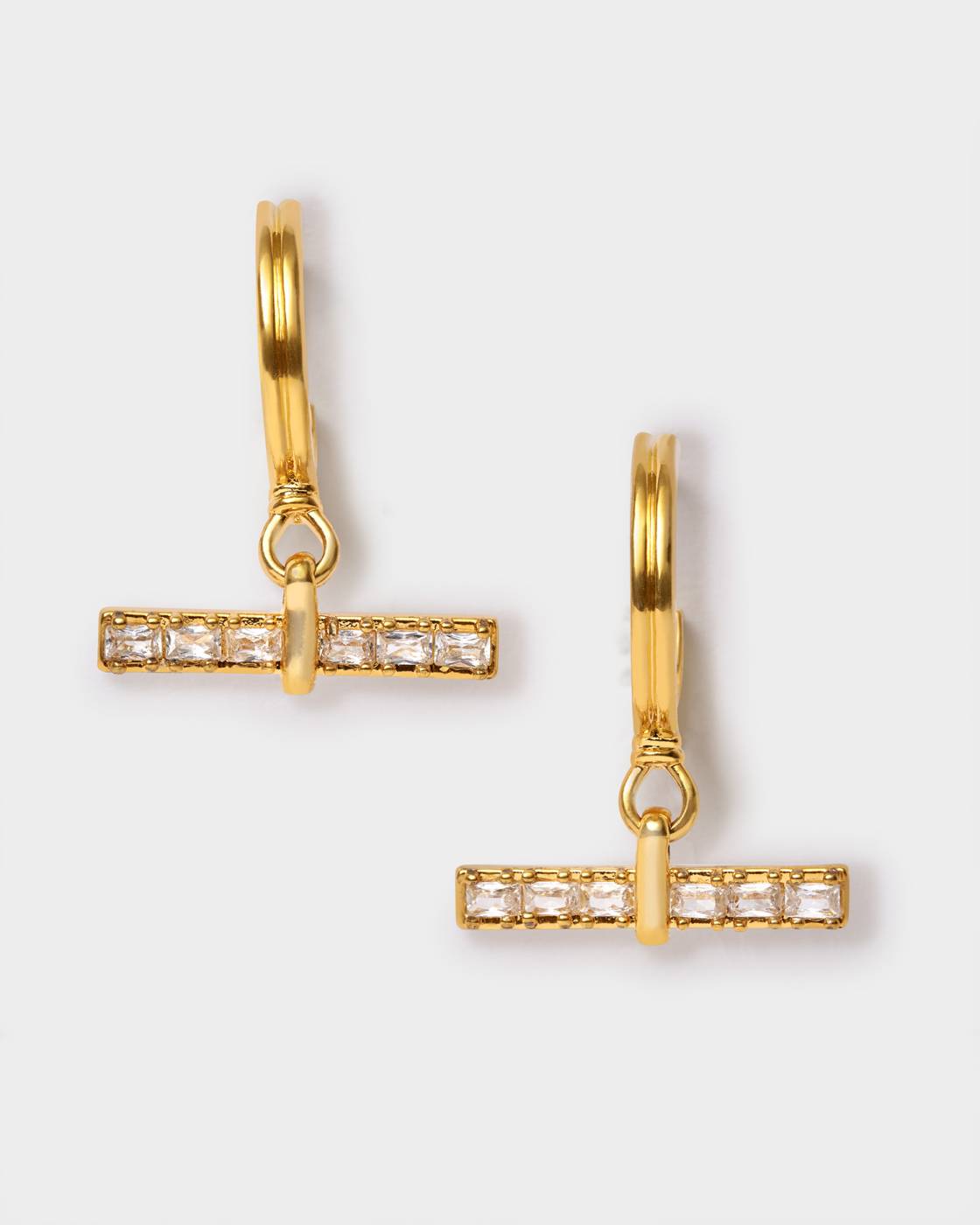 Lustre Waterproof Gold T-Bar Hoop Earrings