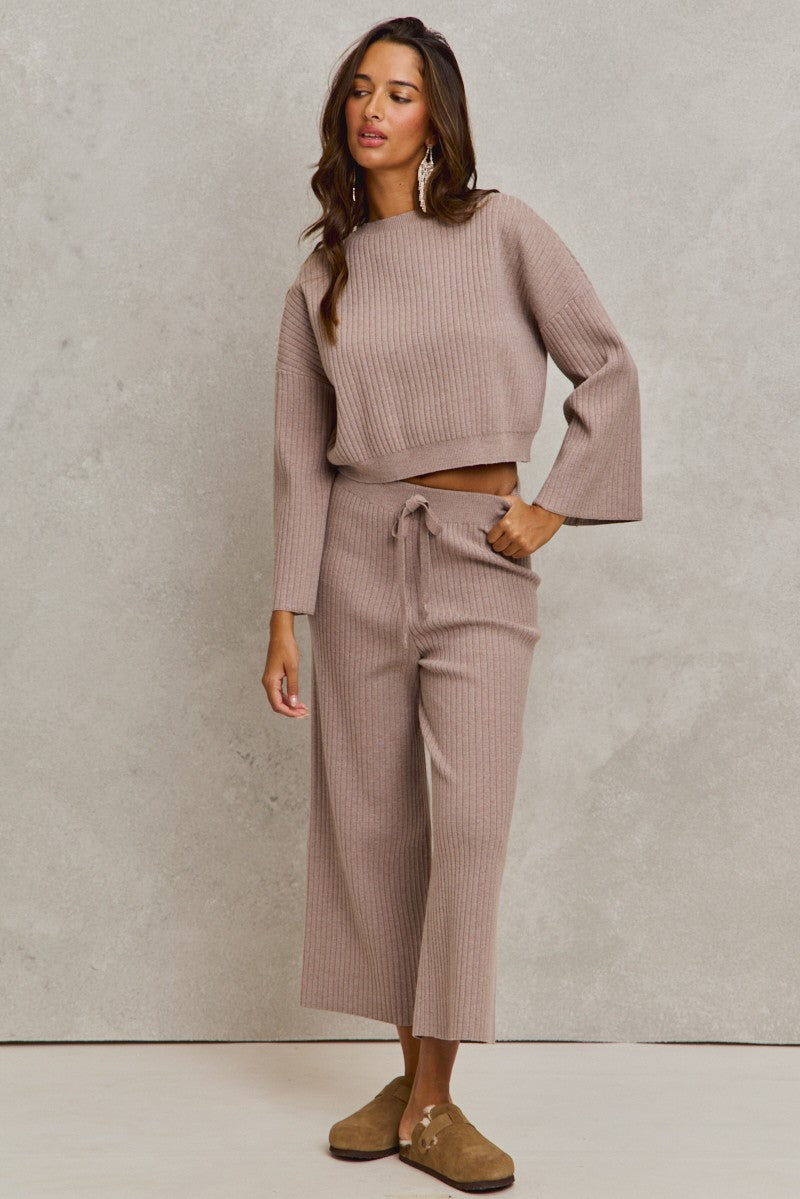 Ash Ribbed Sweater Set
