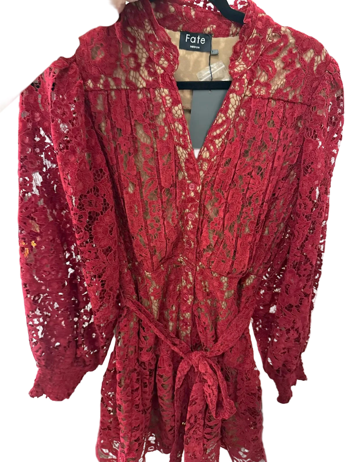 Red Berry Lace Tie Dress