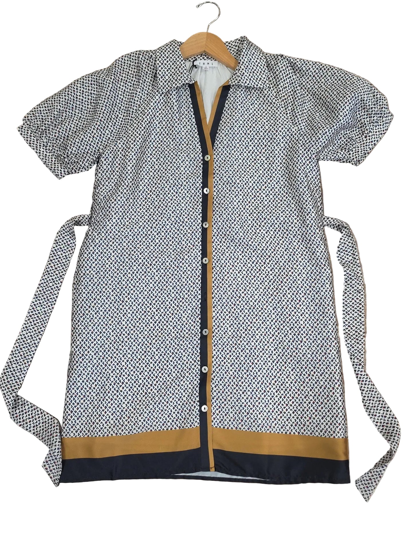 Pattern Dress With Wrap Tie