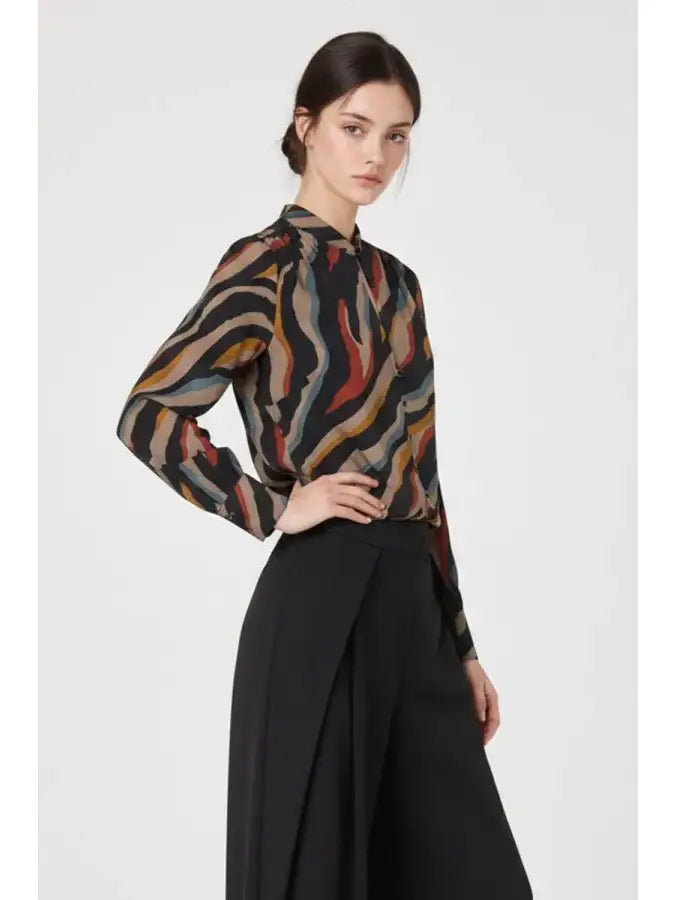 Zebra Print Keyhole Blouse