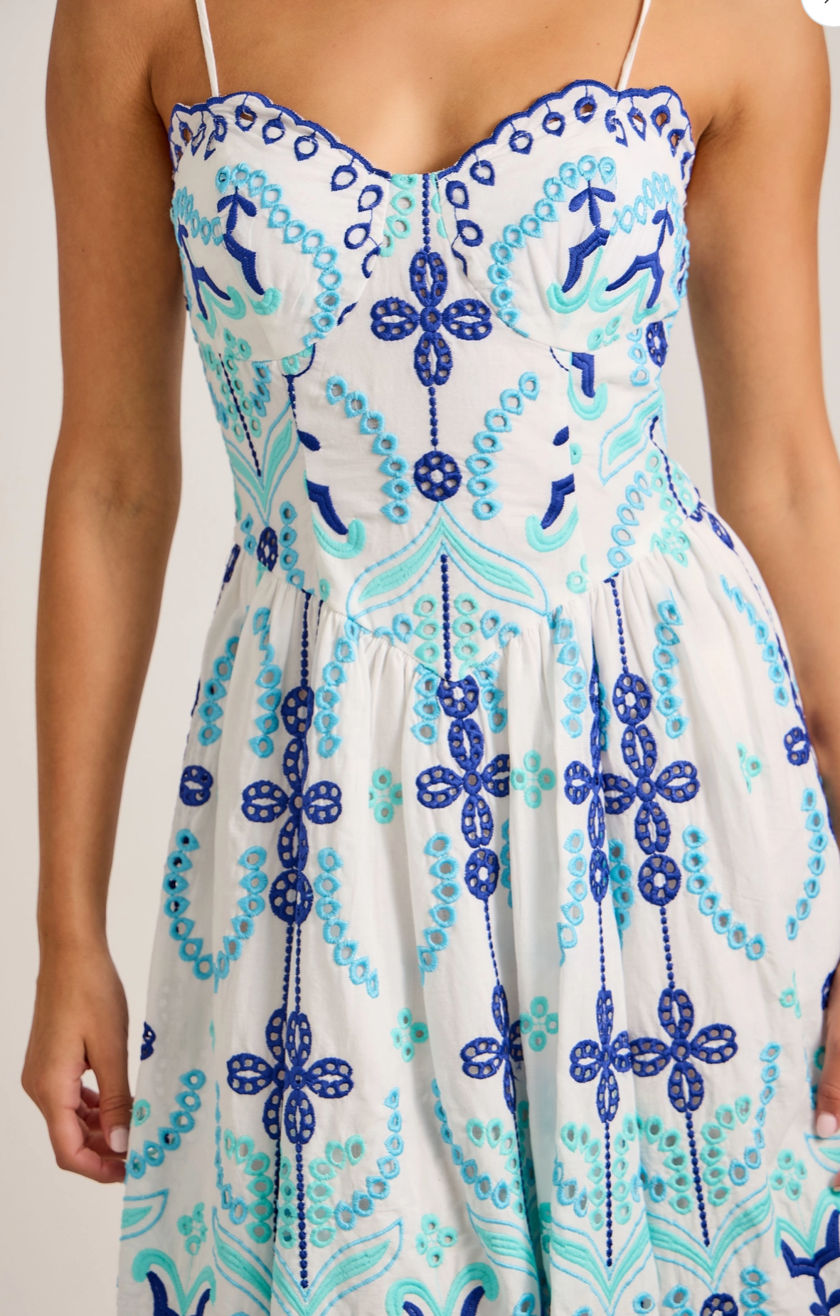 Embroidered Fit-and-Flare Midi