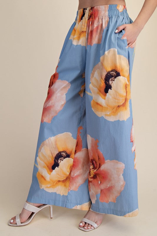 Blue Floral Pant Set