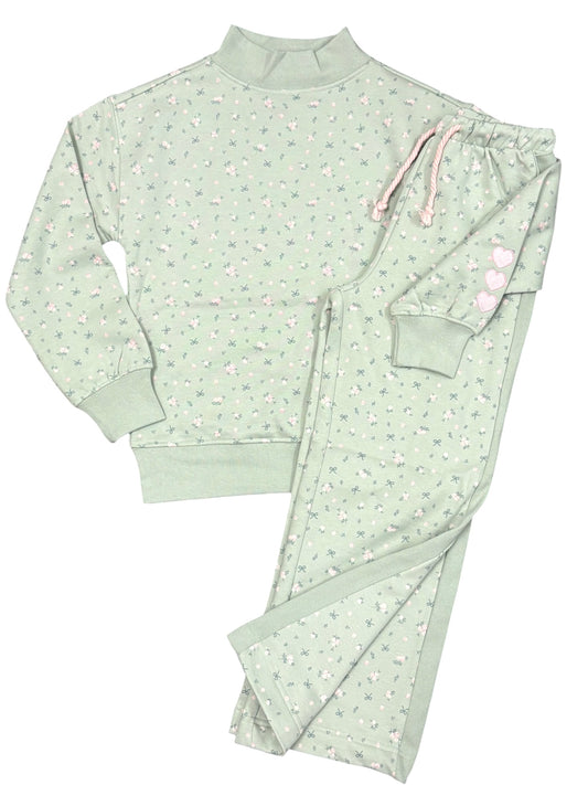 Floral Print Mock Neck Set