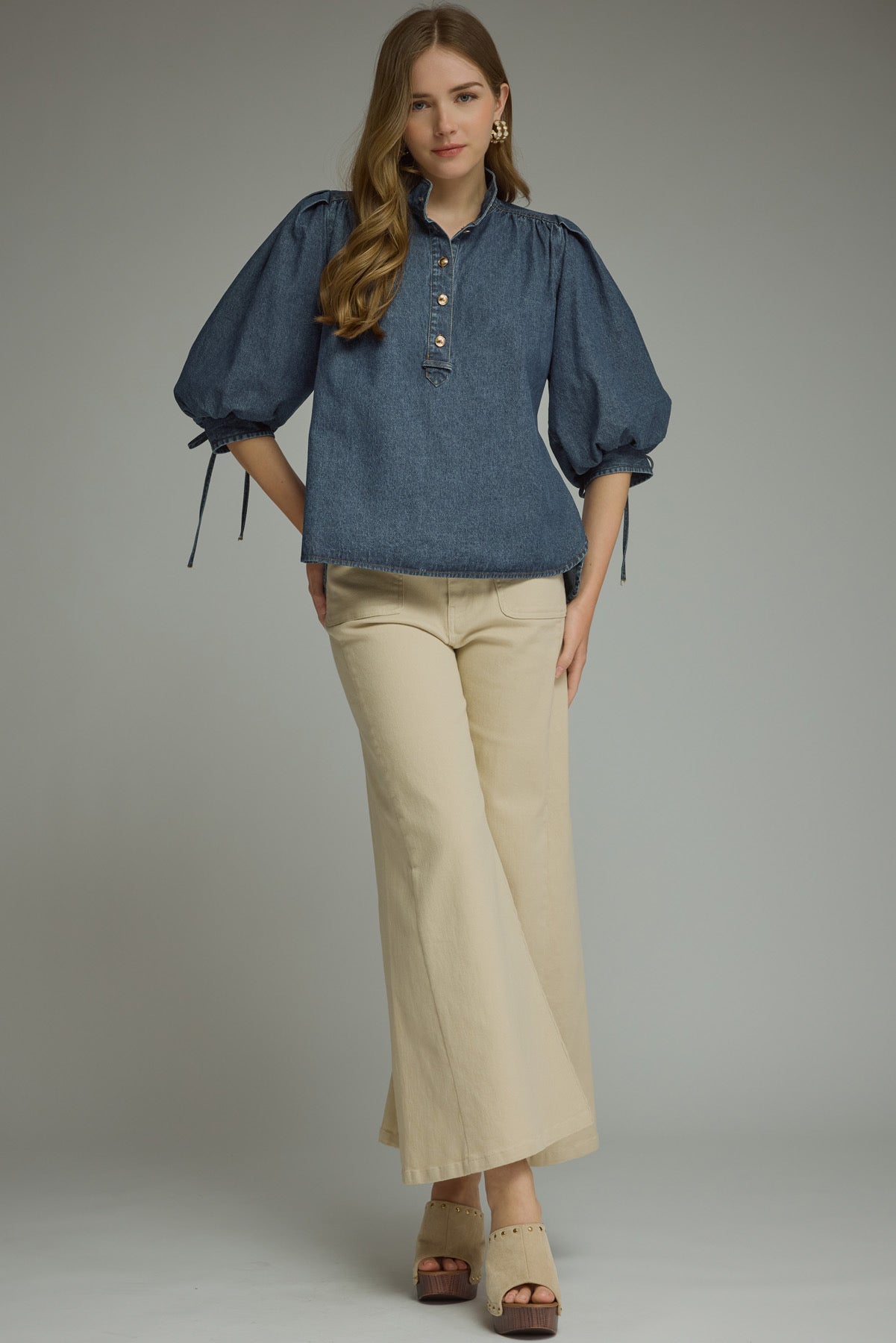 Denim Sleeve Tie Top