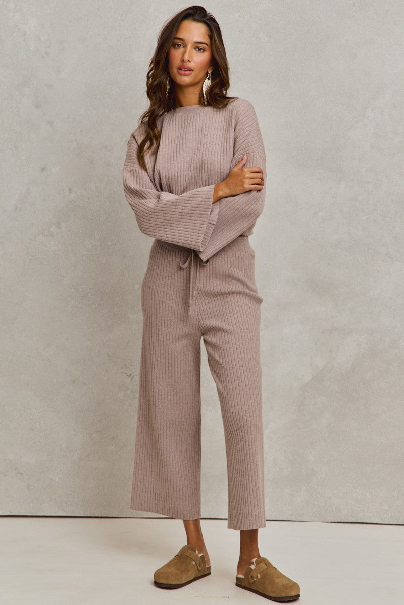 Ash Ribbed Sweater Set