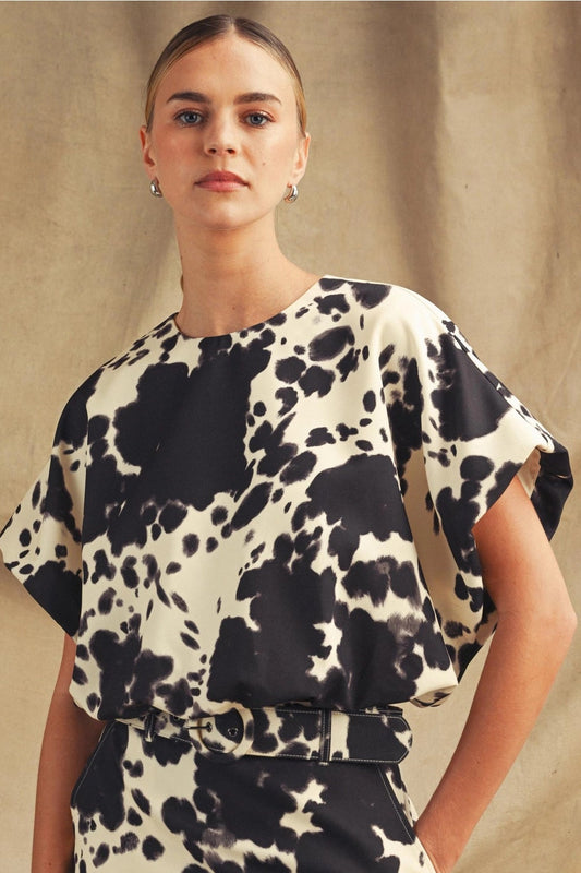 Abstract Animal Print Balloon Top
