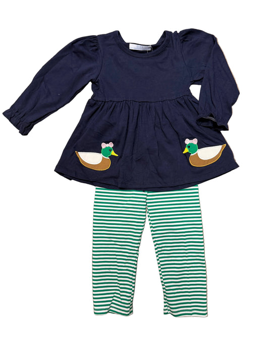Mallard Applique W/ Bow Pant Set