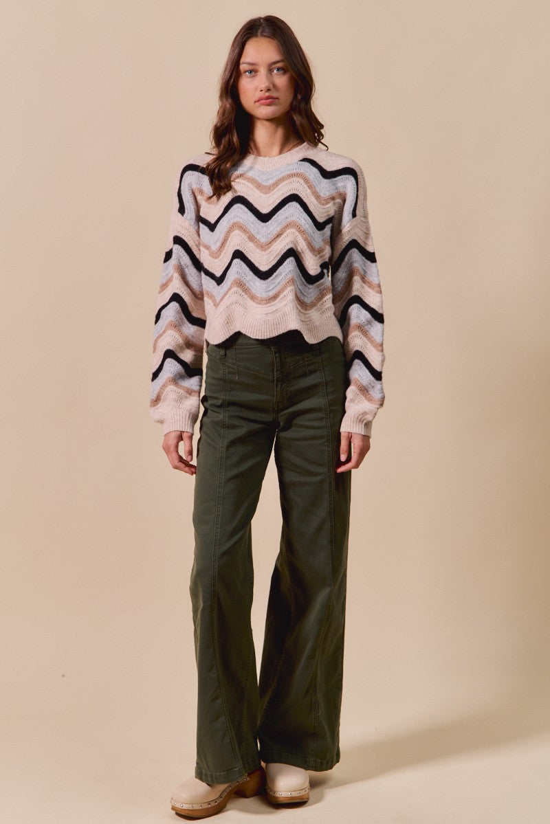 Wave Scalloped Sweater