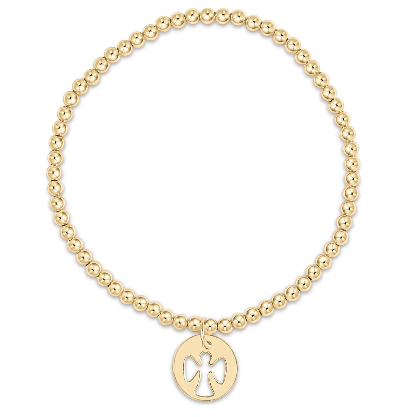 egirl Classic Gold 3mm Bead Bracelet - Guardian Angel Gold Disc