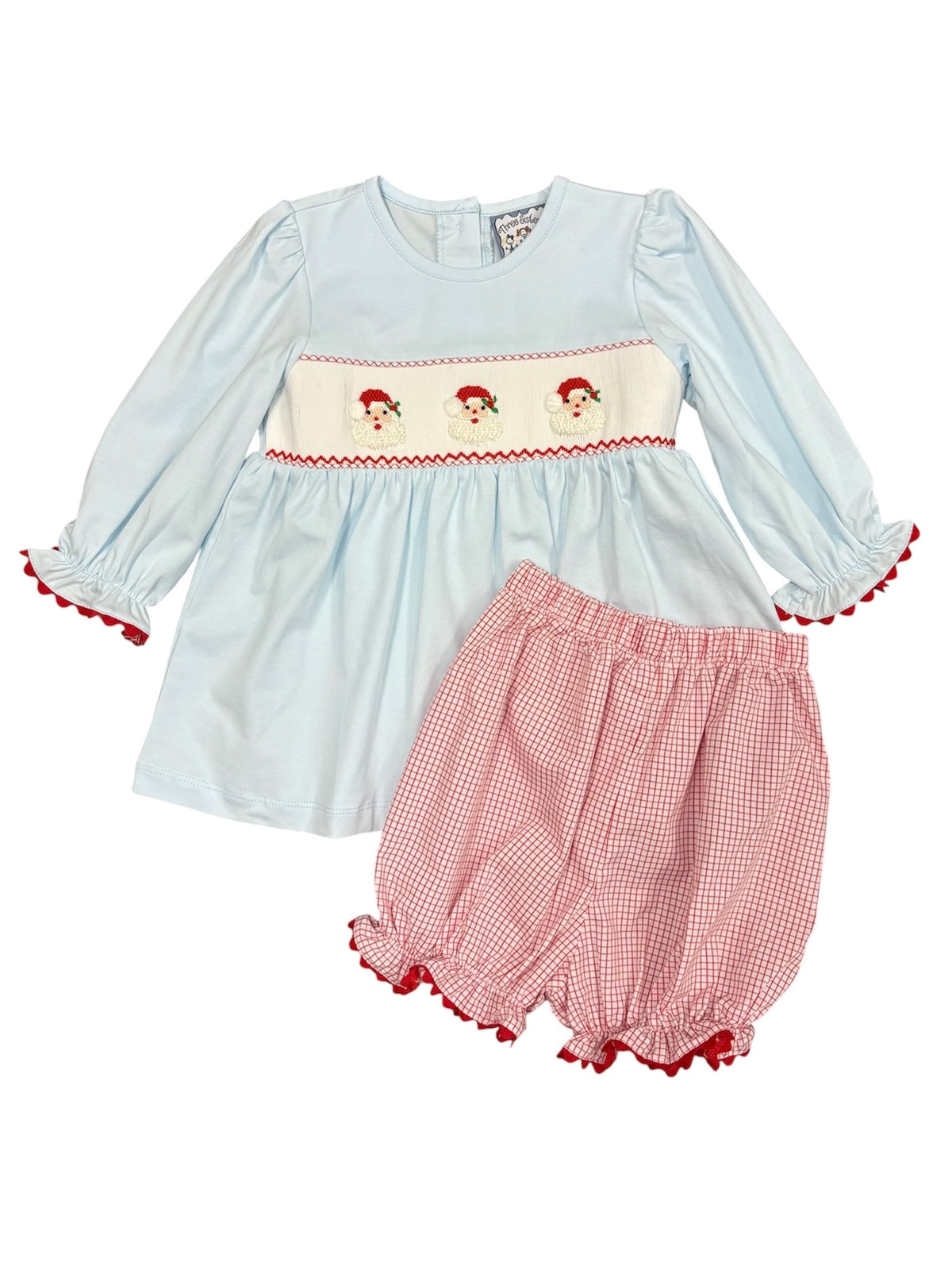 Santa Smocked LS Bloomer Set