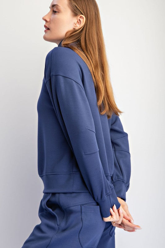 Navy Wide Leg Crop Pant