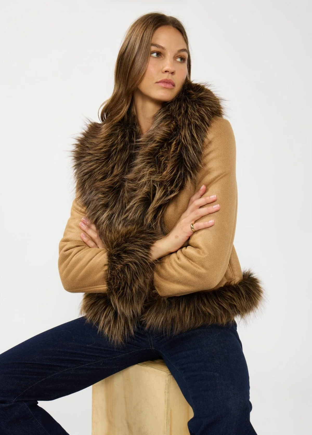 Faux Shearling Trim Jacket