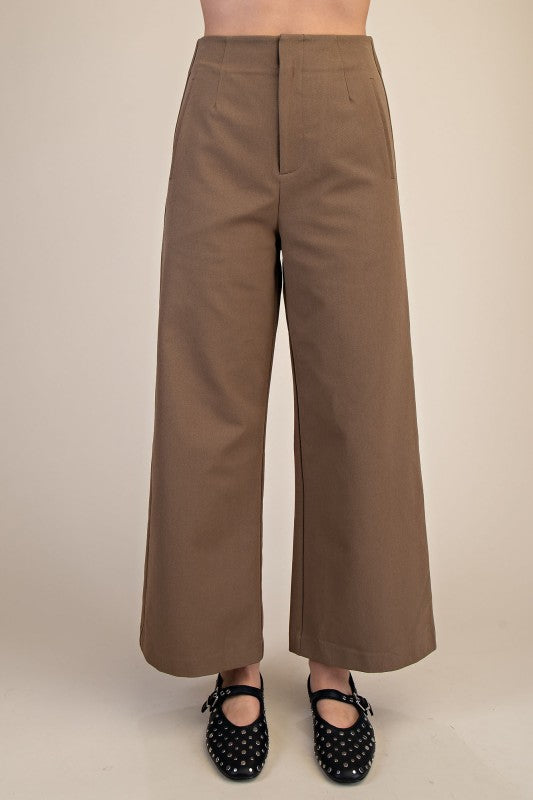 High Waist Wide Leg Pant - Mocha