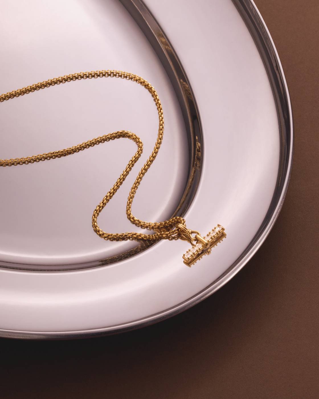 Lustre Waterproof Gold T-Bar Necklace