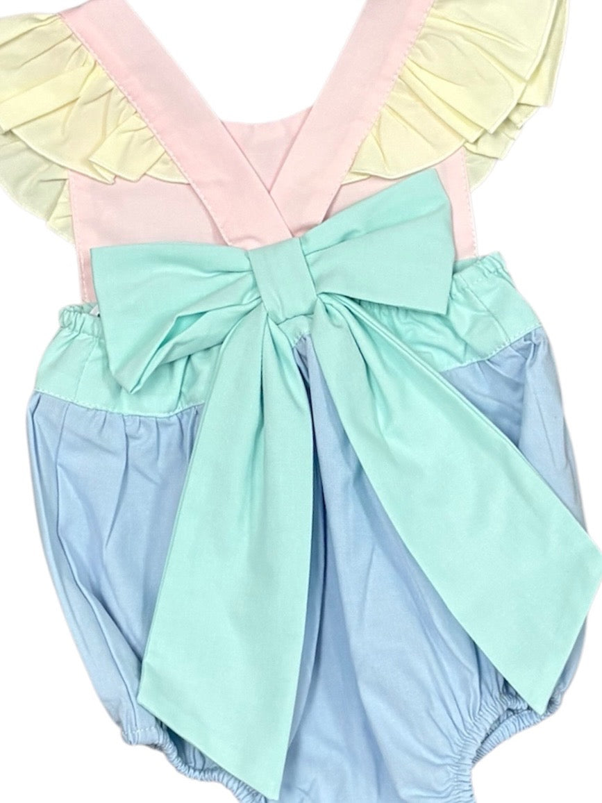 Colorblock Bow Back Bubble Romper
