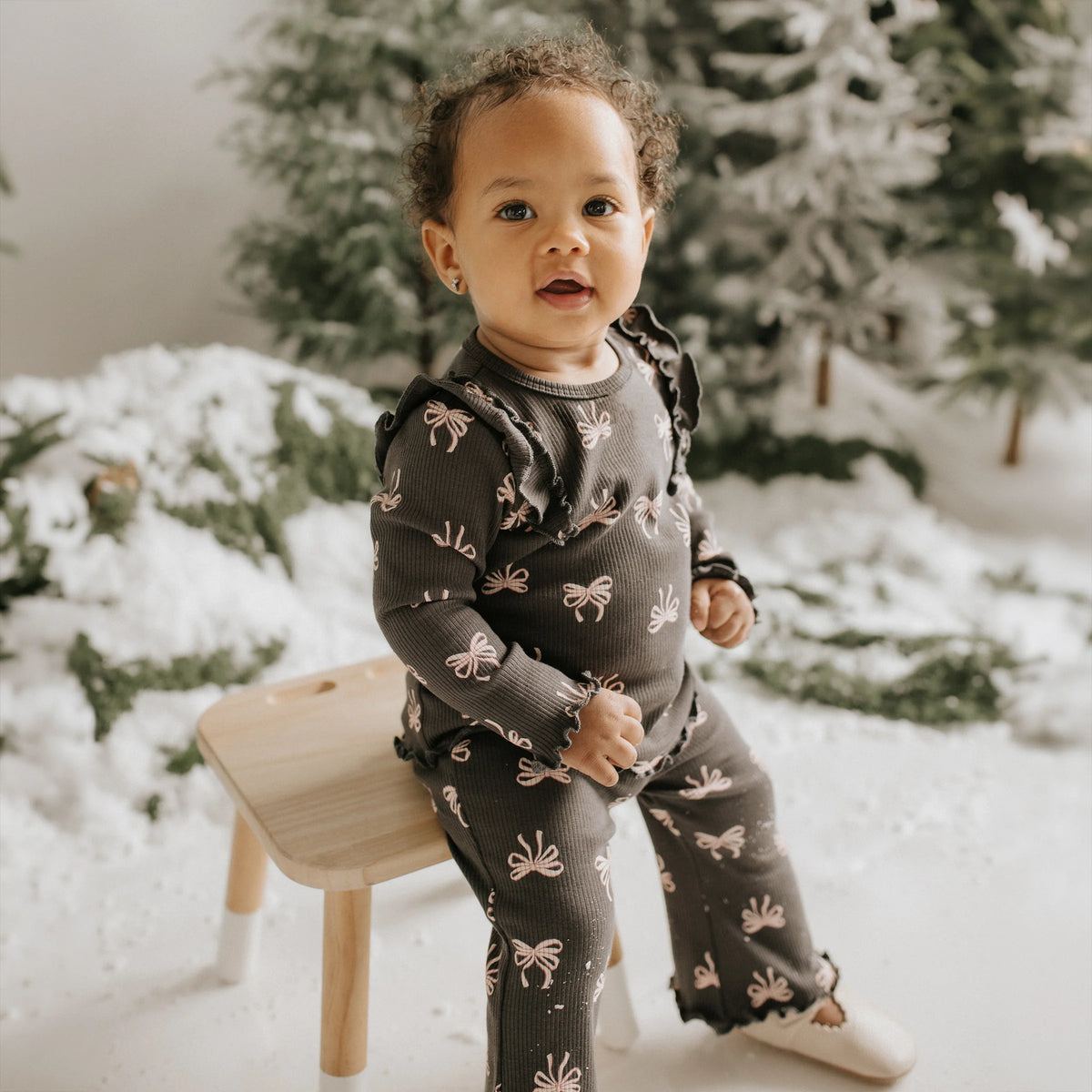 Ribbon Print Flared Legging Set