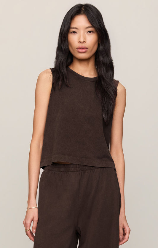 Sloane Jersey Muscle Tank Dark Chocolate