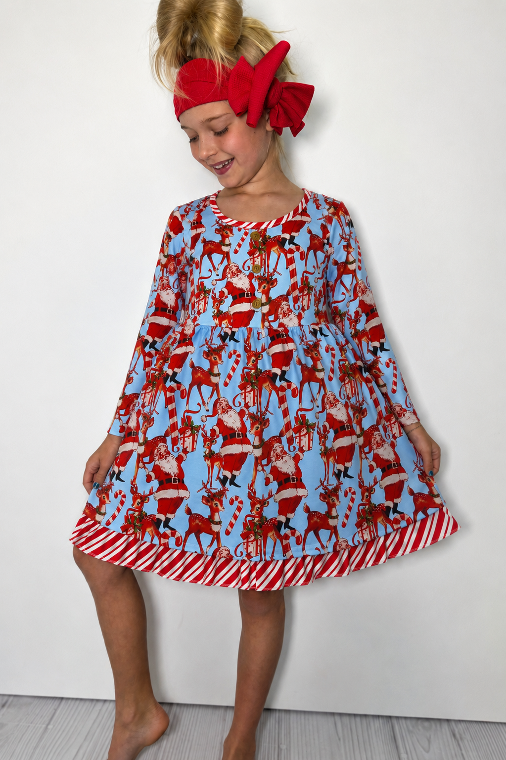 Santa Blues Girls Dress
