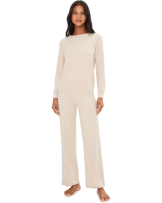 CC Ultra Lite Jersey Pullover And Wide Leg Pant - Stone