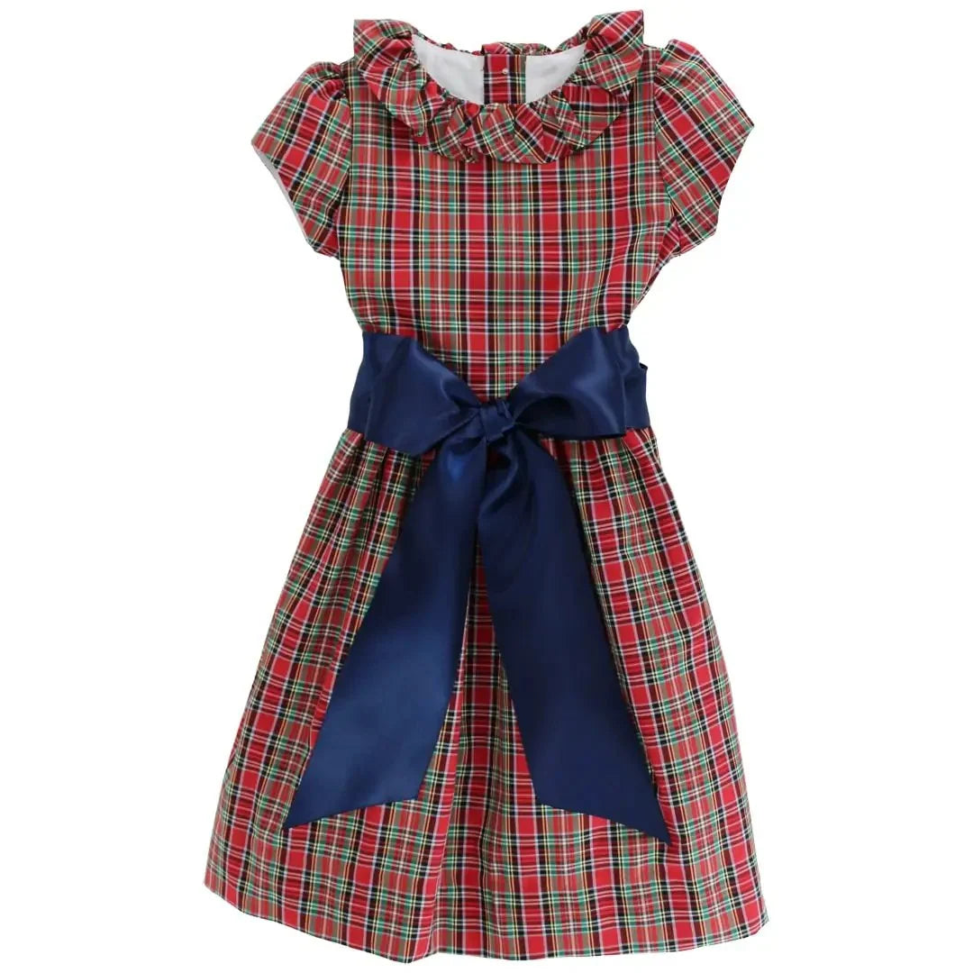 Tartan Plaid Dress W/ Navy Cord