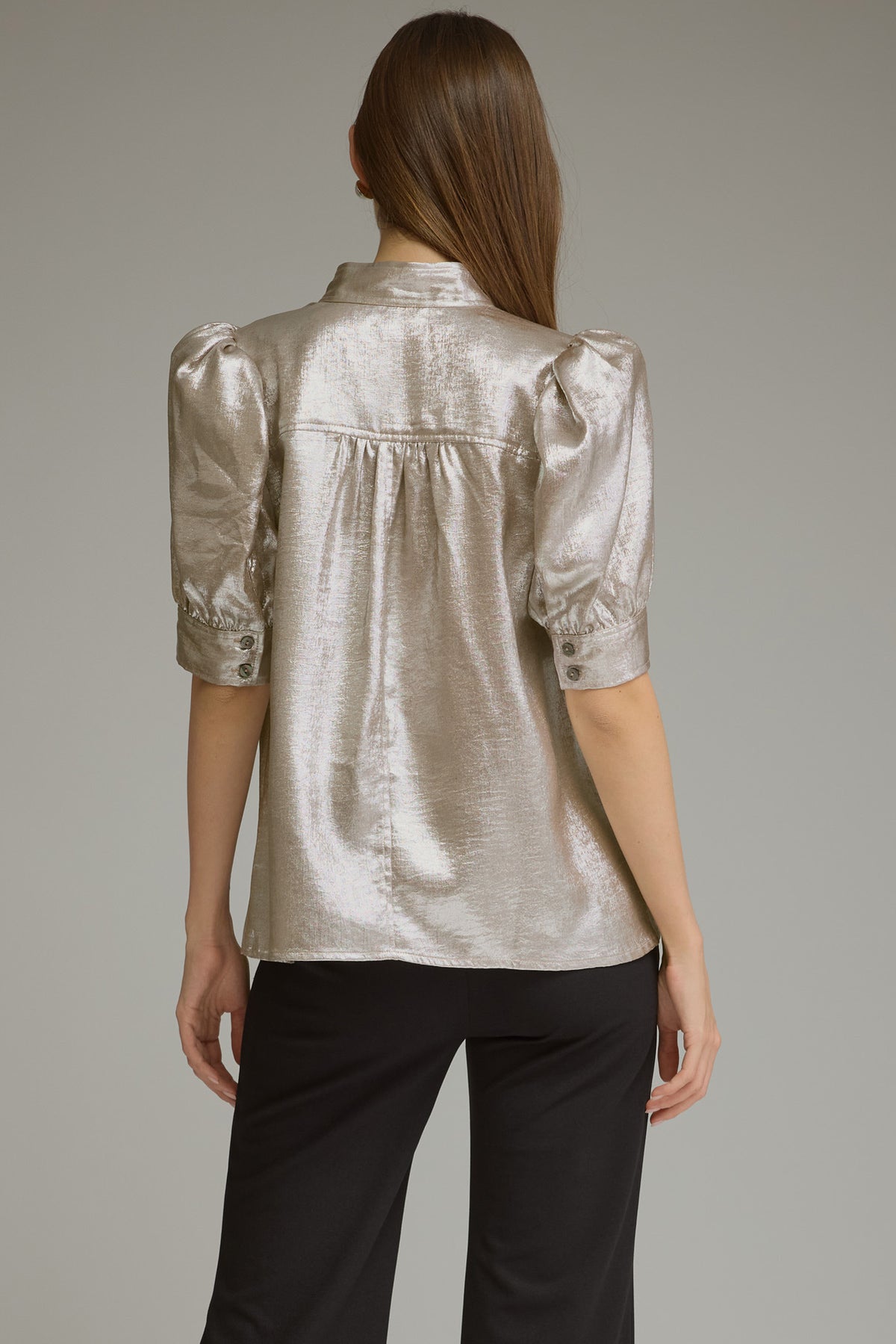 Champagne High Neck Metallic Top