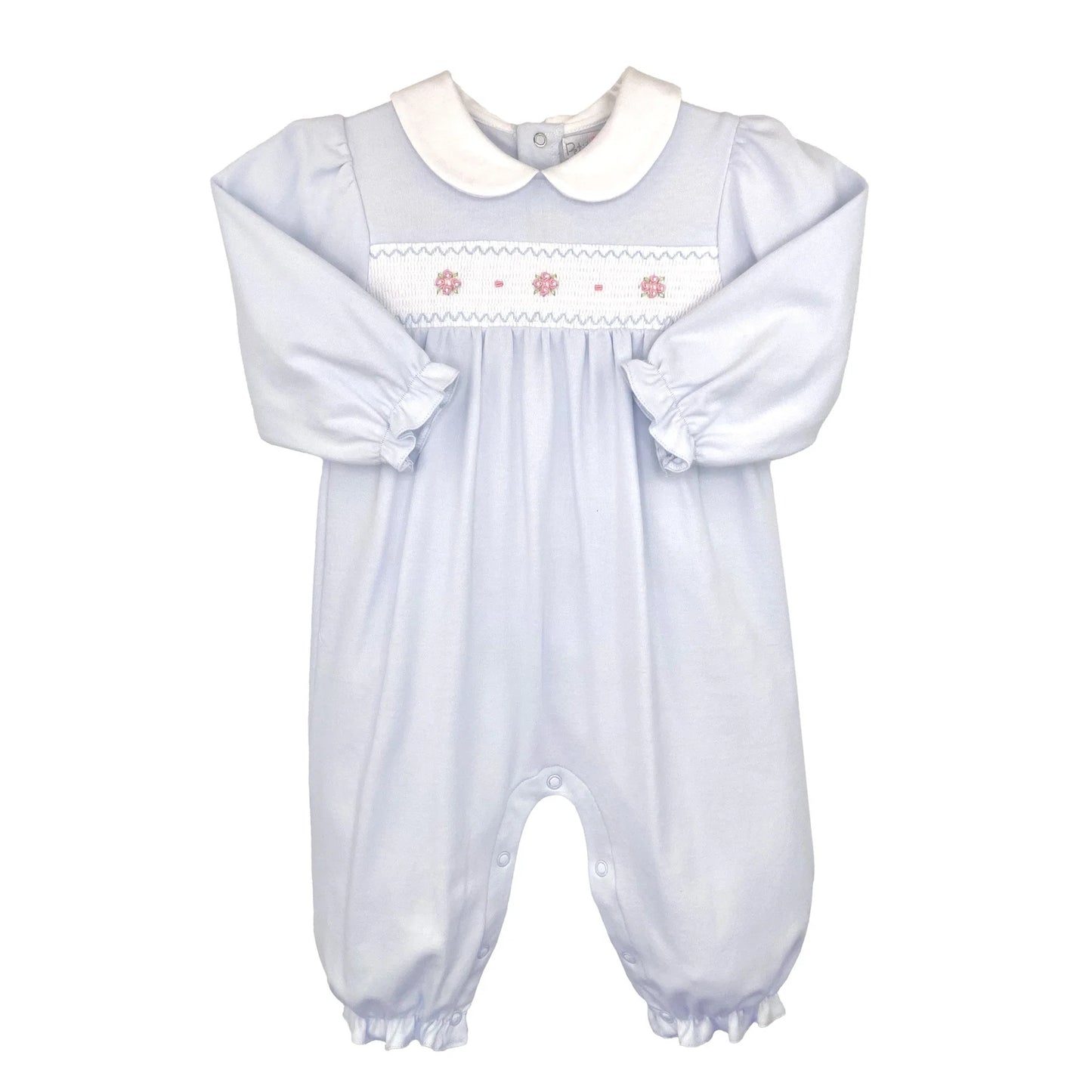 Blue Smocked Flower Knit Longall
