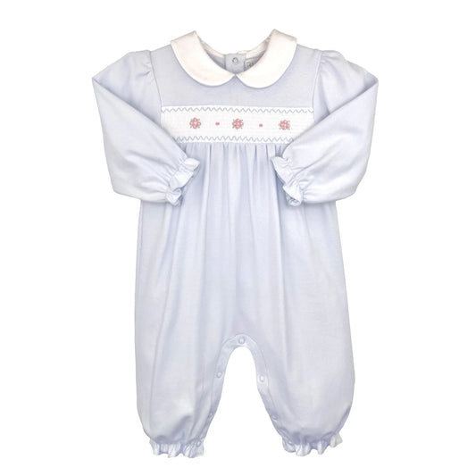 Blue Smocked Flower Knit Longall
