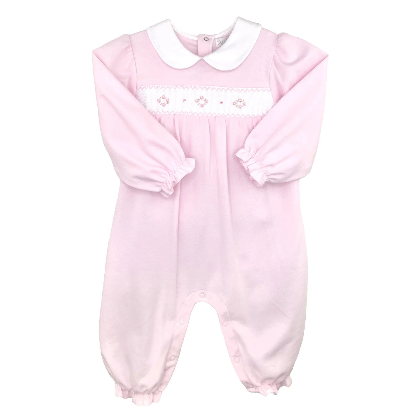 Pink Smocked Flower Knit Longall