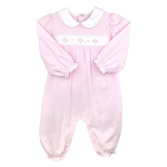 Pink Smocked Flower Knit Longall
