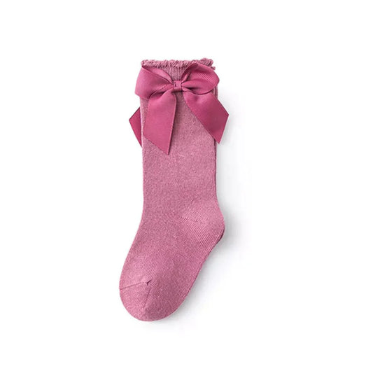 Fuchsia Bow Knee Sock