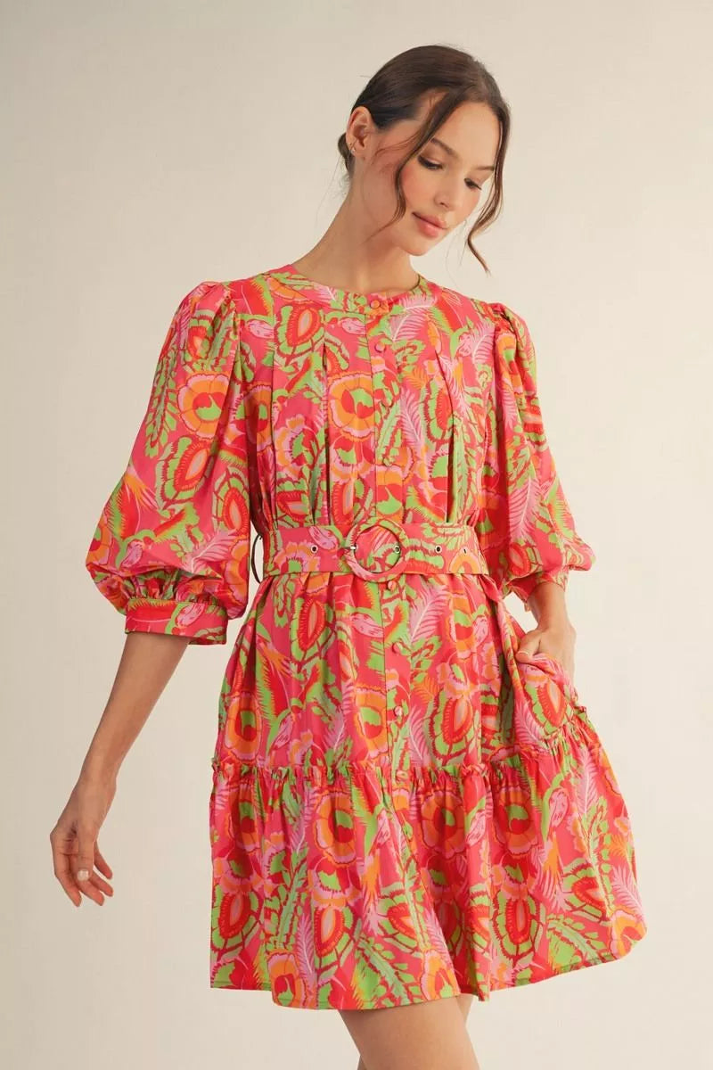 Multi Color Belted Dress