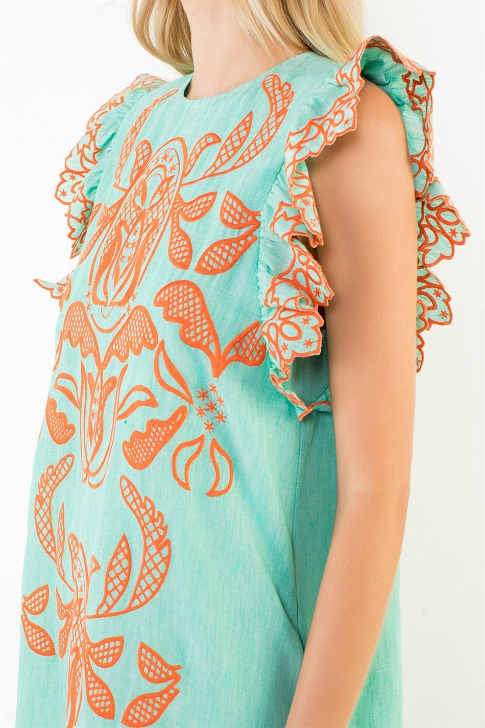 Mint Flutter Sleeve Dress