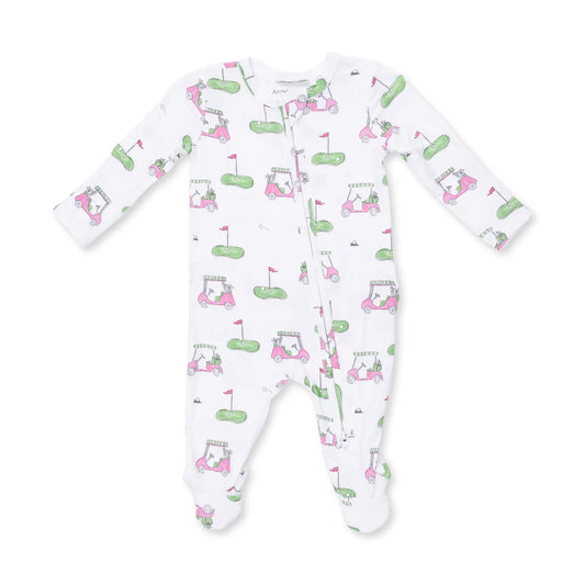 Golf Carts Pink Ruffle Zipper Footie