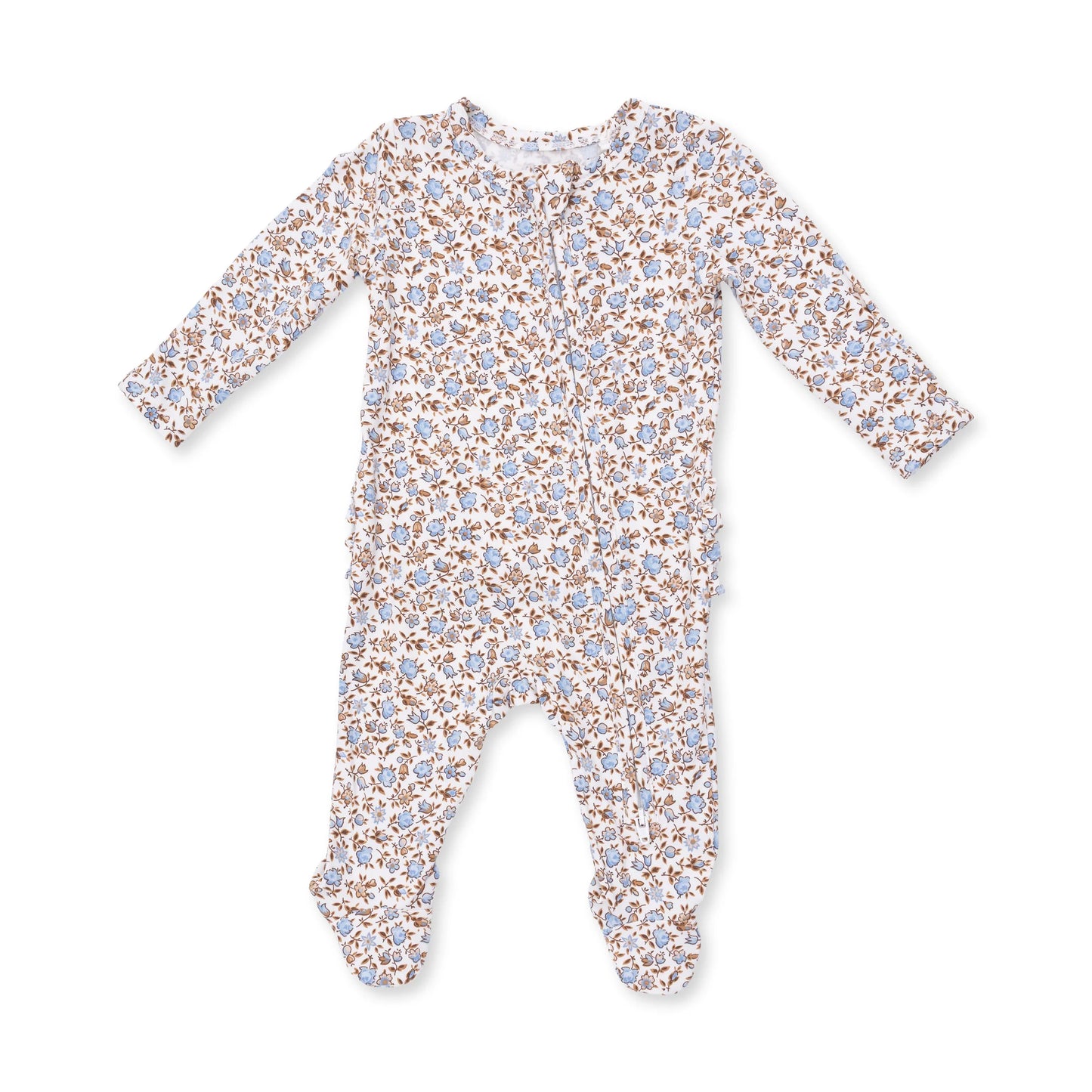 Hazel Floral Ruffle Zipper Footie