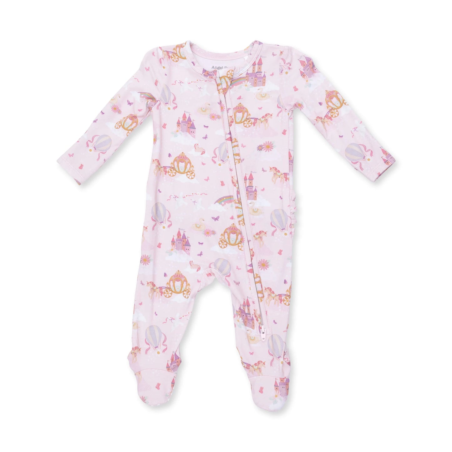 Princess Unicorns & Castle Ruffle Zipper Footie