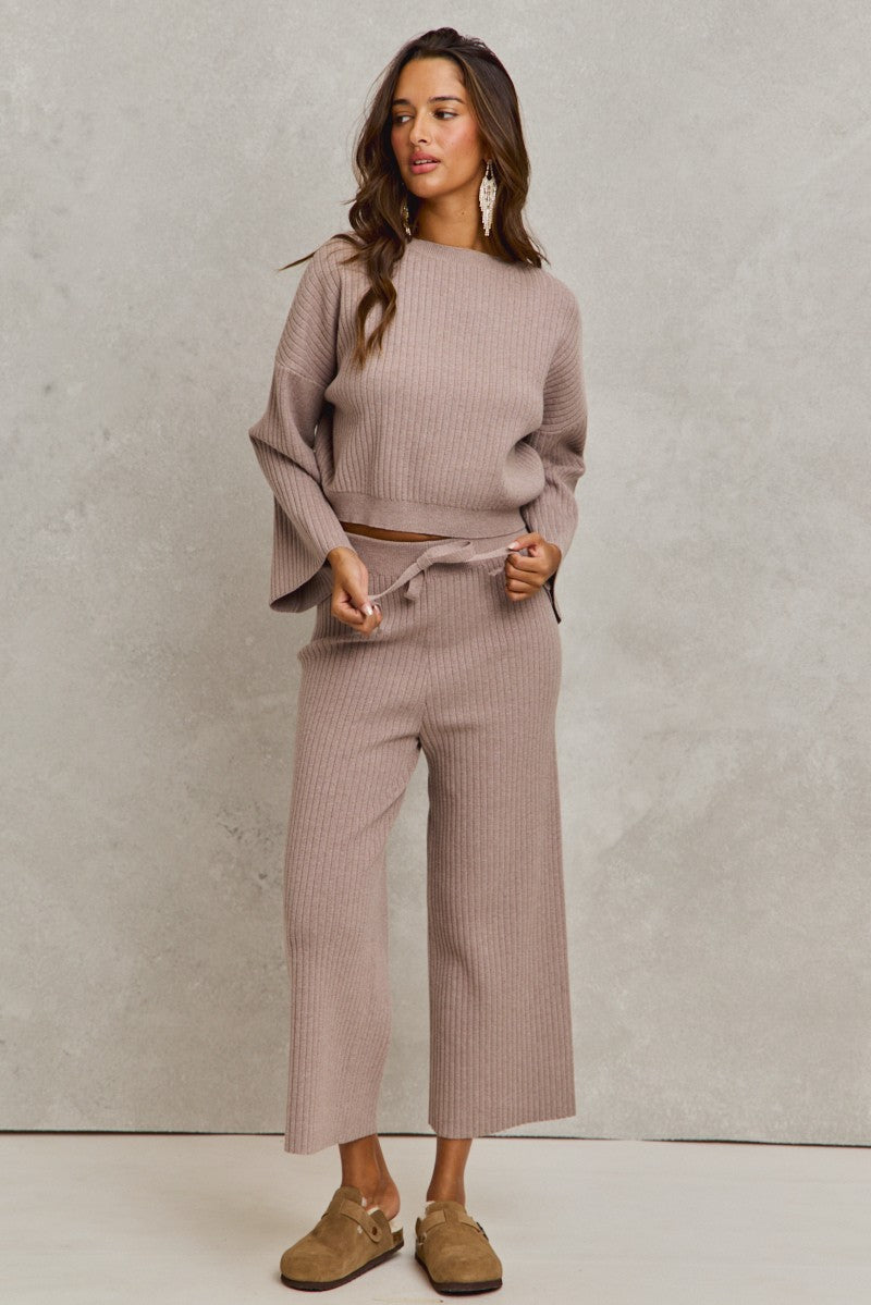 Ash Ribbed Sweater Set
