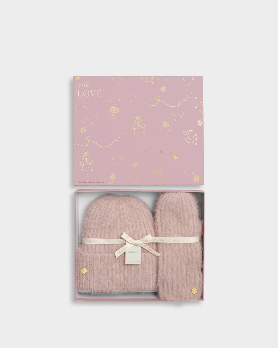 Gift Boxed Hat & Mittens Set - Blush Pink