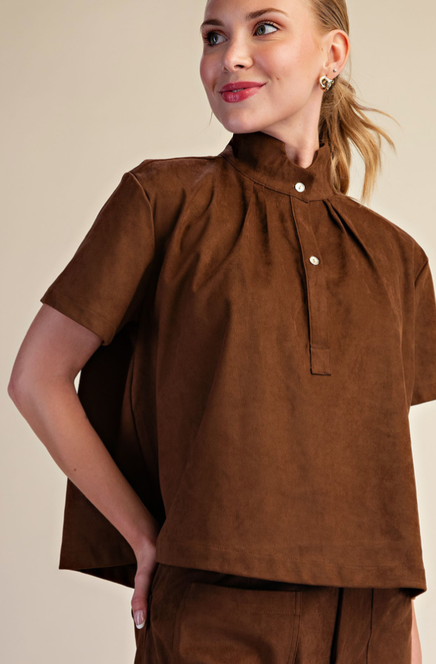 Stand Collar Short Sleeve Shirt