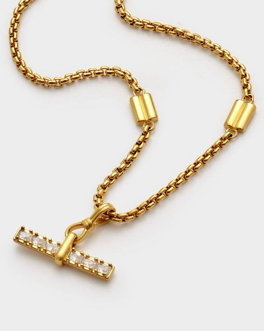Lustre Waterproof Gold T-Bar Necklace
