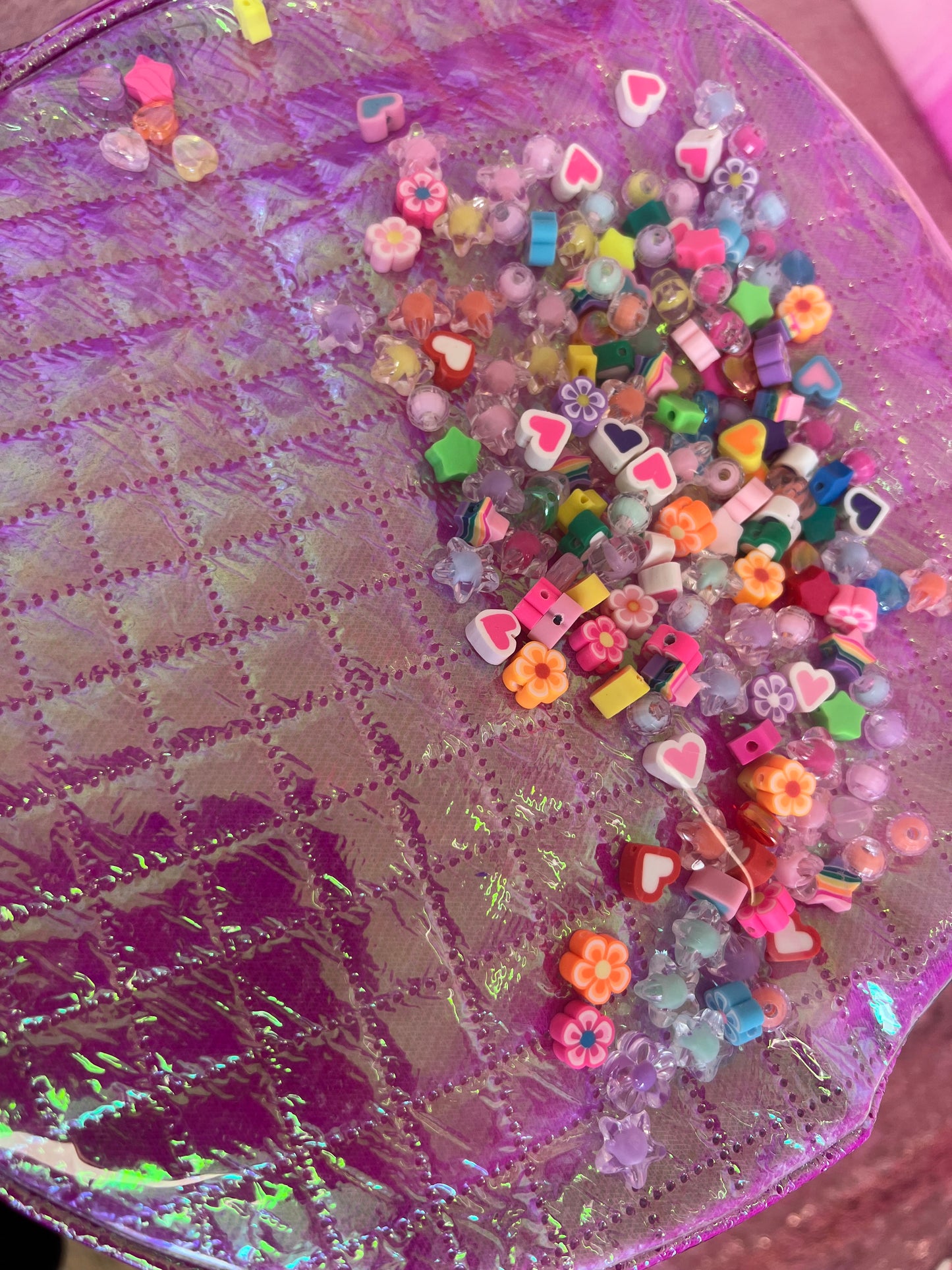 Pink Iridescent Charm Duffel Bag