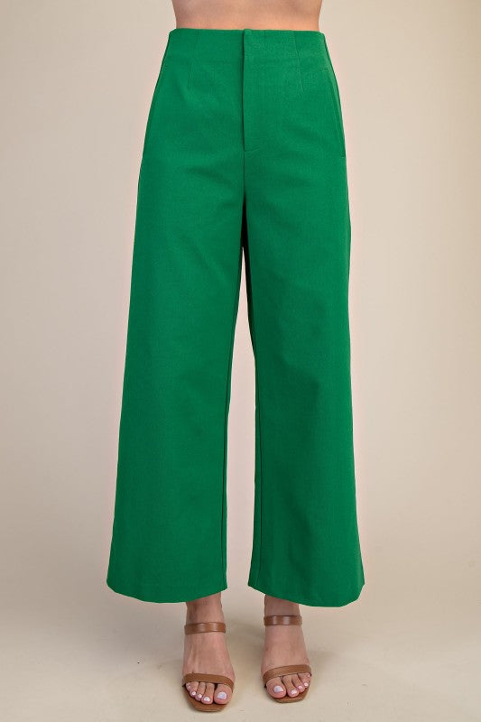 High Waist Wide Leg Pant - Green