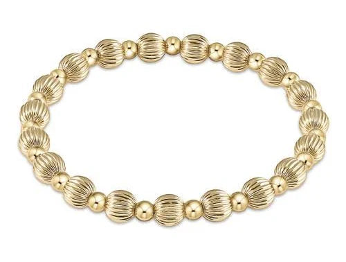 Dignity Grateful Pattern 6mm Bead Bracelet - Gold