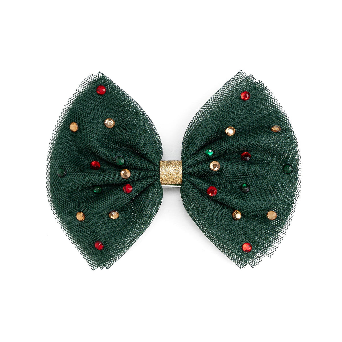 Emerald Rhinestone Christmas Tulle Bow