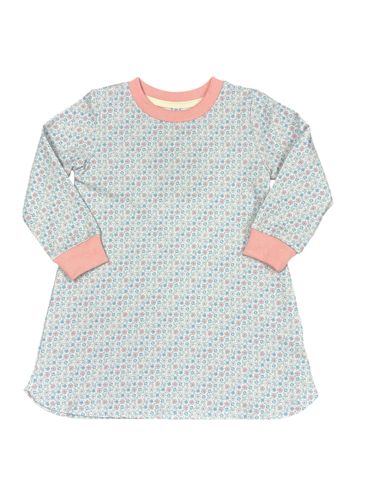 Pink/Blue Floral Sweatshirt Dress