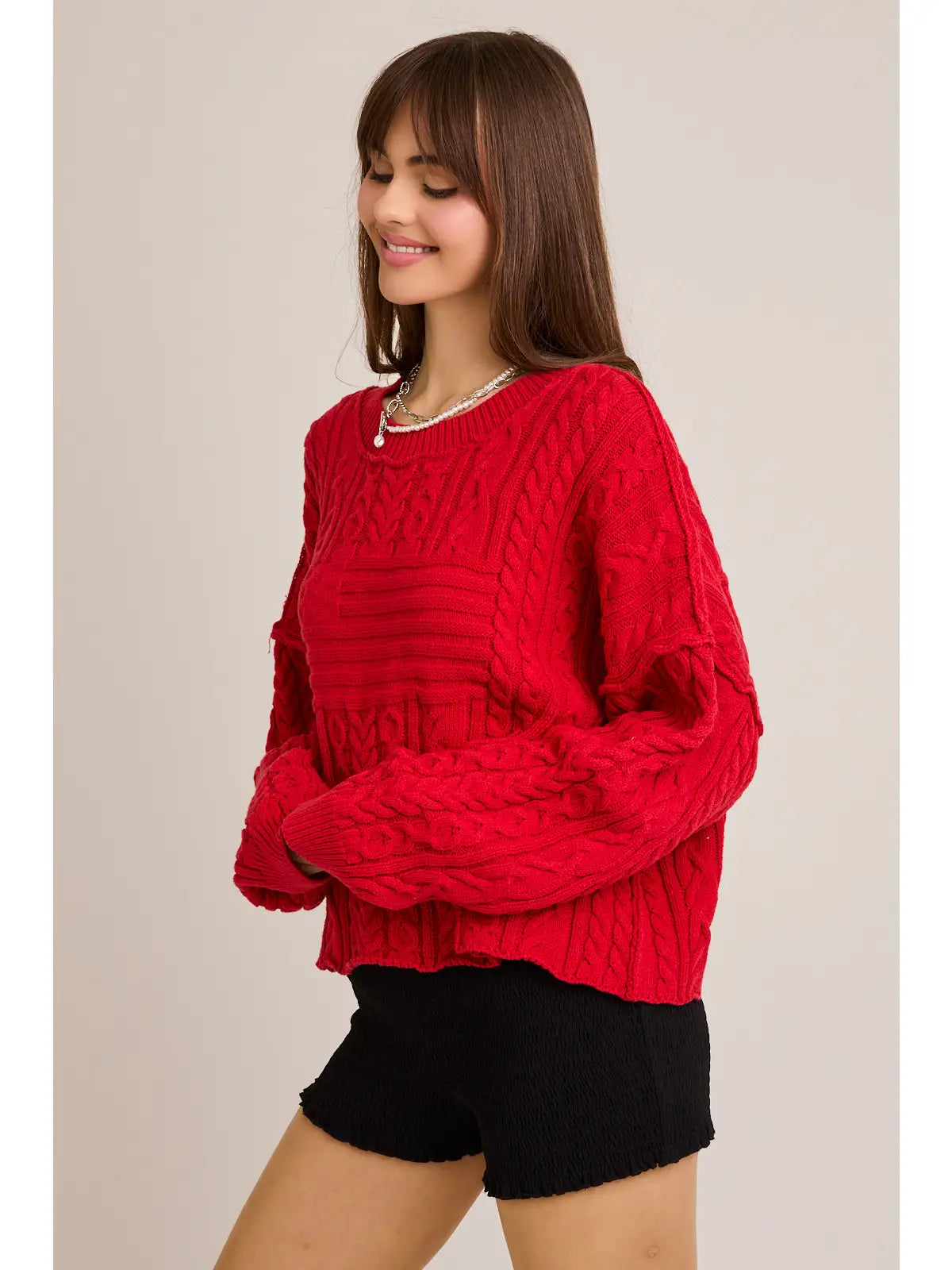 Flag Cable Knit Pullover Sweater