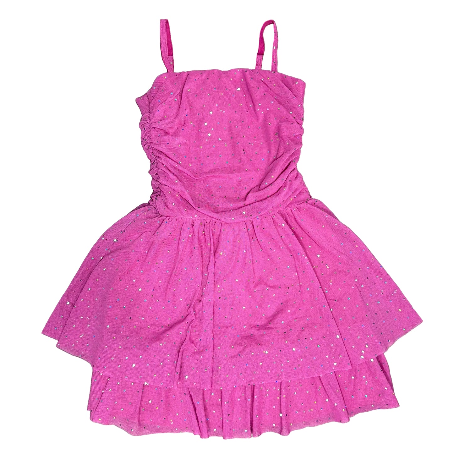 Fuchsia Sparkle Dot Ruched Dress