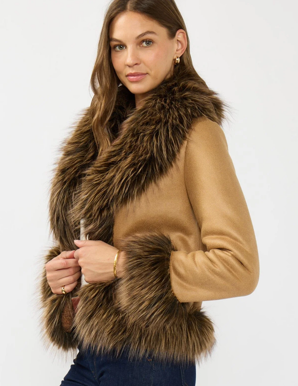 Faux Shearling Trim Jacket