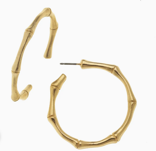 Gold Bamboo Hoop Earrings